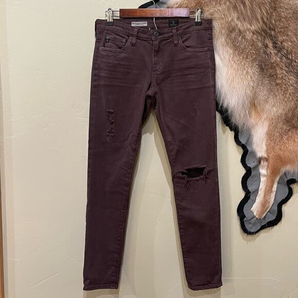 AG The Legging Ankle‎ Super Skinny Jean 27R Plum Purple Distressed - Picture 1 of 6